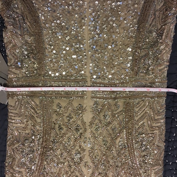 Theia Silver Nude 3/4 Sleeve Sequin Crepe Gown - Picture 2 of 6